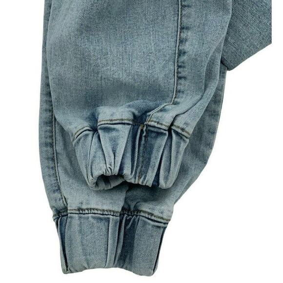 Almost Famous Jeans Womens Large Elastic Waist Drawstring Utility Jogger Denim - Picture 9 of 11